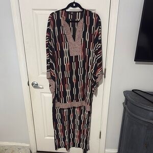 BCBGMaxAzria Brown and Black Dolman Sleeve Dress